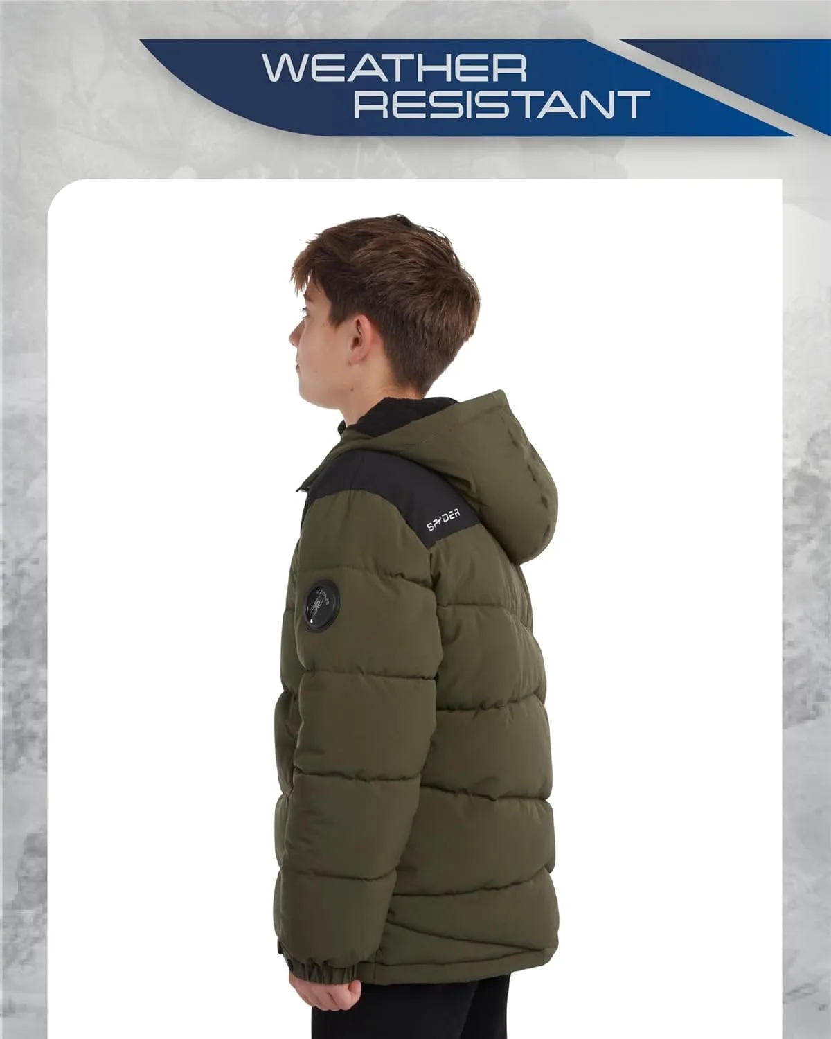 Spyder Boys' Puffer Jacket - Water Resistant Fleece Lined Stretch Puffer Jacket - Insulated Winter Jacket for Boys (4-16)