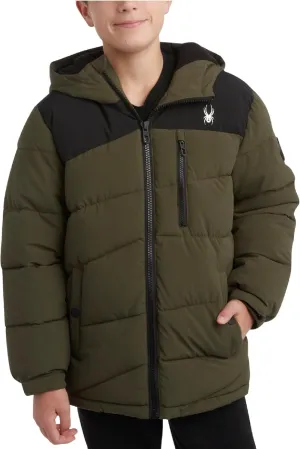 Spyder Boys' Puffer Jacket - Water Resistant Fleece Lined Stretch Puffer Jacket - Insulated Winter Jacket for Boys (4-16)