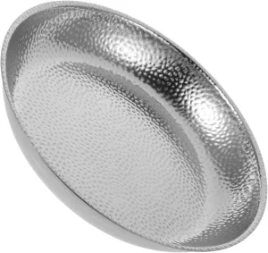 Stainless Steel Cereal Bowl Pasta Plate Hammered Design Reusable Dish for Bbq Camping and Family Gatherings Easy to Clean and Store