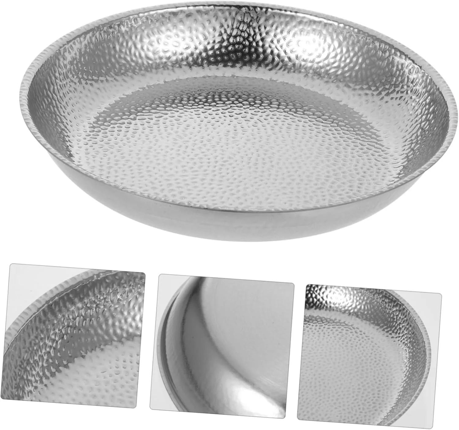 Stainless Steel Cereal Bowl Pasta Plate Hammered Design Reusable Dish for Bbq Camping and Family Gatherings Easy to Clean and Store