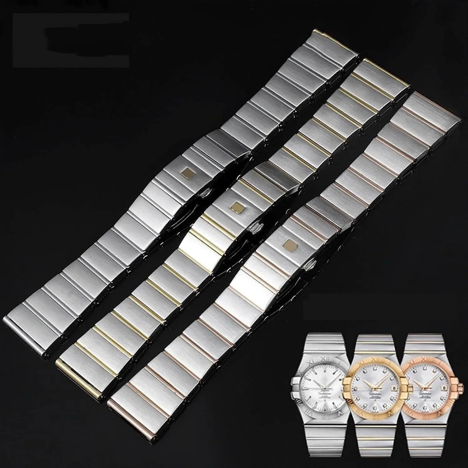 Stainless Steel Chain Watchband For Omega Constellation Double Eagle Men And Women Watch 17 23 25mm Watch Strap