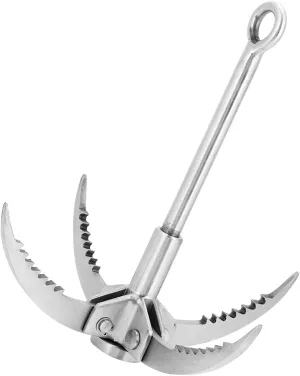 Stainless Steel Folding Grappling Hook Rock Climbing Claw Survival Tool Equipment, Grapnel Hook Gun, 0