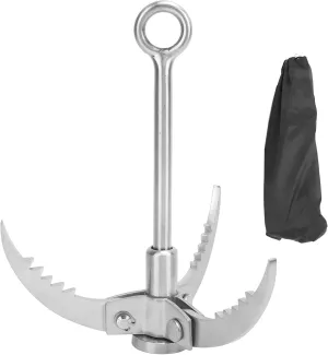 Stainless Steel Grappling Hook | Folding Utility Hook for Mountain Climbing/Boat Rescue | 300kg Load Capacity | High Hardness & Scratch Protection