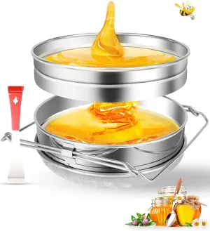 Stainless Steel Honey Strainer, Double Sieve Honey Filter, Honey Filters for 5 Gallon Bucket, Honey Fine Mesh Strainer, Honey Extractor Sieve Equipment for Clean Honey with Honey Harvesting Equipment