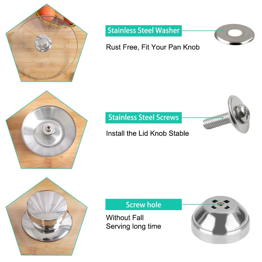 Stainless Steel Pan Lid Knob Universal Kitchenware Cover Replacement