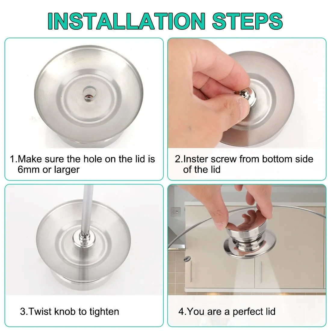 Stainless Steel Pan Lid Knob Universal Kitchenware Cover Replacement