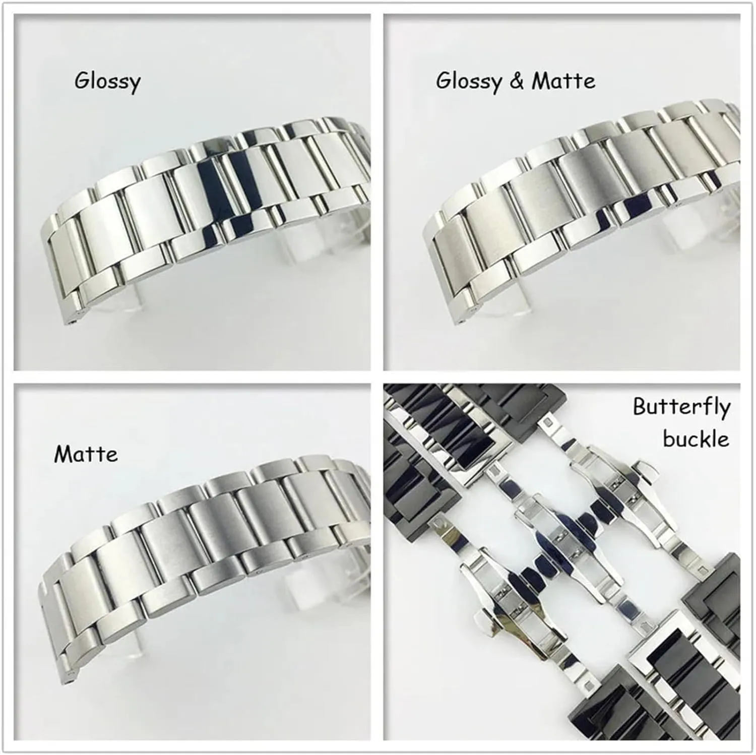 Stainless Steel Piece Watch Band 16 18 20 21 22 23 24 26mm Watch Strap Wrist Bracelet Replacement Watch Strap