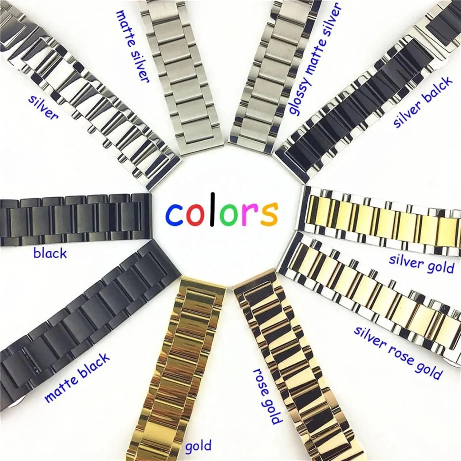 Stainless Steel Piece Watch Band 16 18 20 21 22 23 24 26mm Watch Strap Wrist Bracelet Replacement Watch Strap