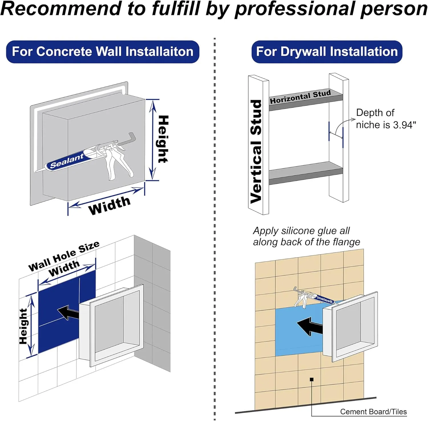 Stainless Steel Shower Niche 24" X 12" Gold No Tile Needed Wall Niche Double Shelves Recessed Shower Shelf for Bathroom Storage Over Mount Installation