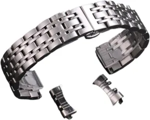 Stainless Steel Strap Silver Black 18mm 20mm Metal Folding Buckle Strap Men Women Watch Bracelet Suitable for Quartz Watch Smart Watch