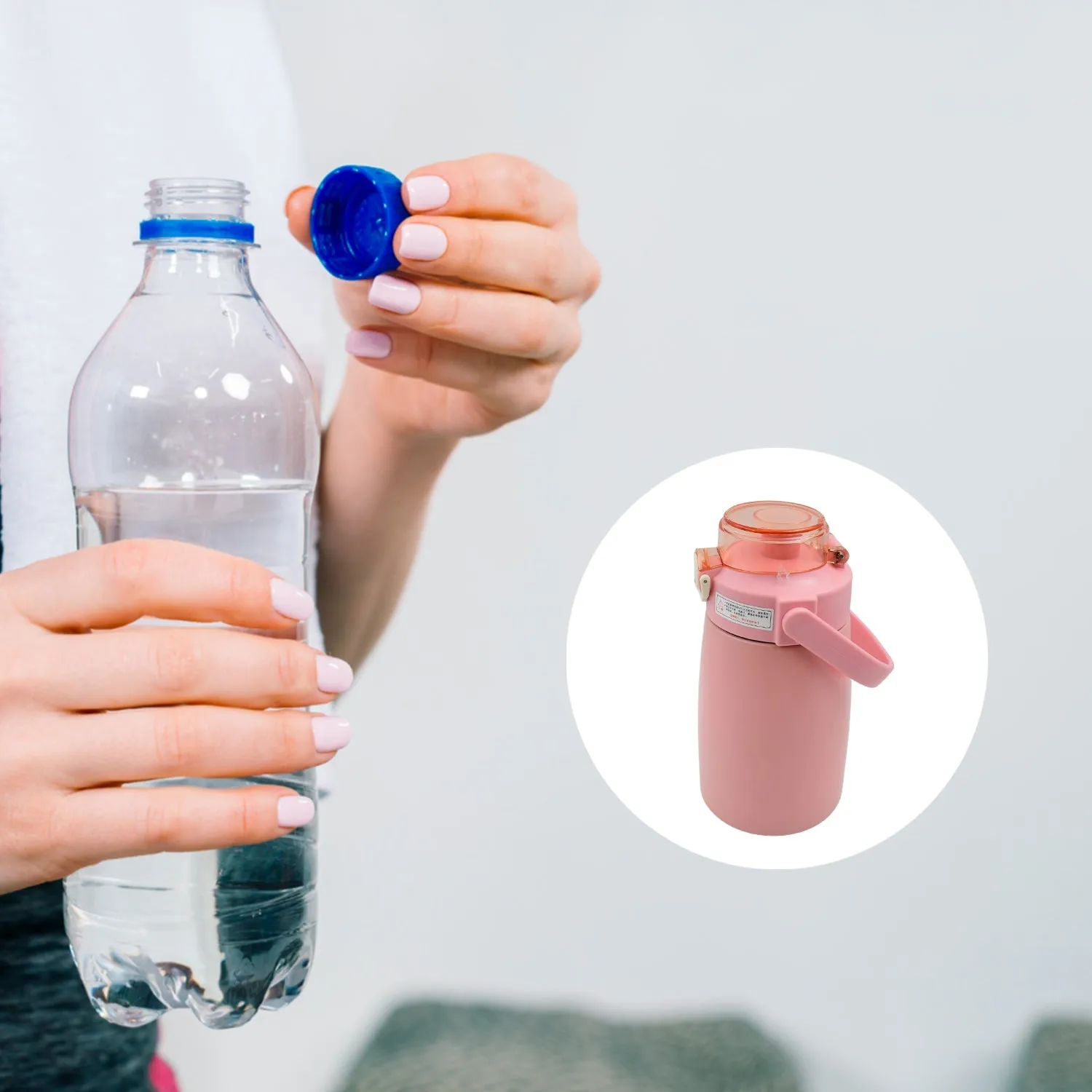 Stainless Steel Vacuum Insulated Water Bottle with Handle & Sticker (700 ML)