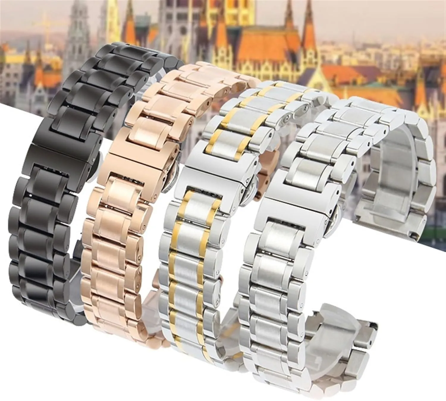 Stainless Steel Watch Band 16 18 20 22 24mm Universal Watch Strap
