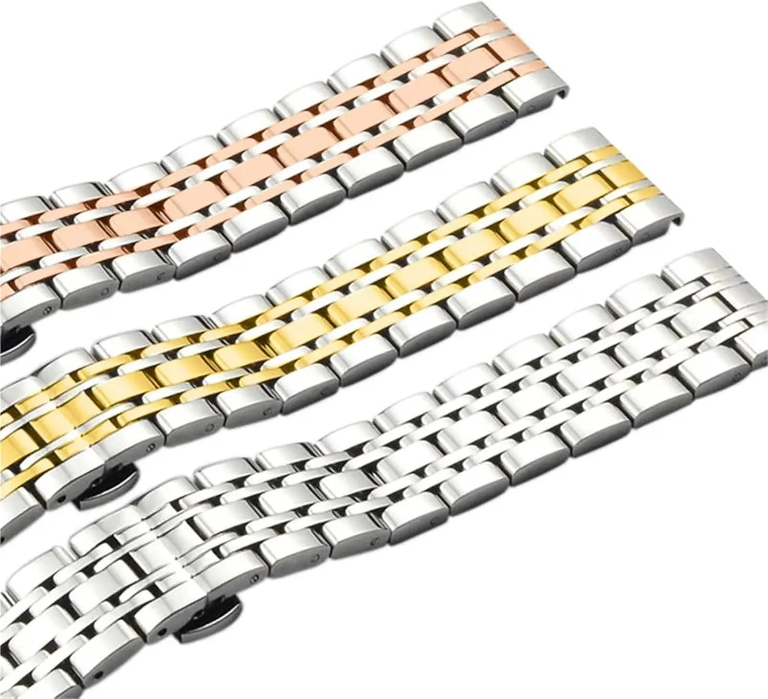 Stainless Steel Watch Strap 18mm 20mm 22mm Butterfly Buckle Metal Universal Watchband Accessories