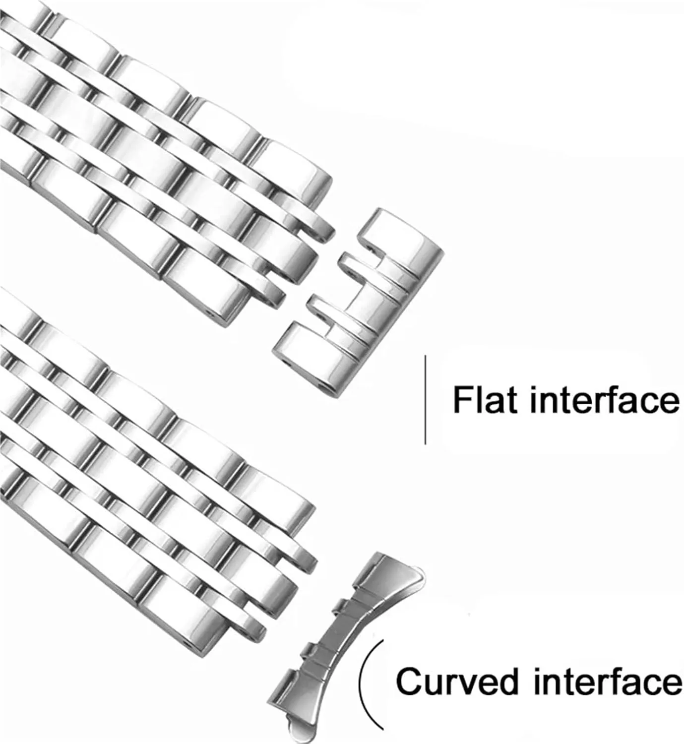 Stainless Steel Watch Strap 18mm 20mm 22mm Butterfly Buckle Metal Universal Watchband Accessories