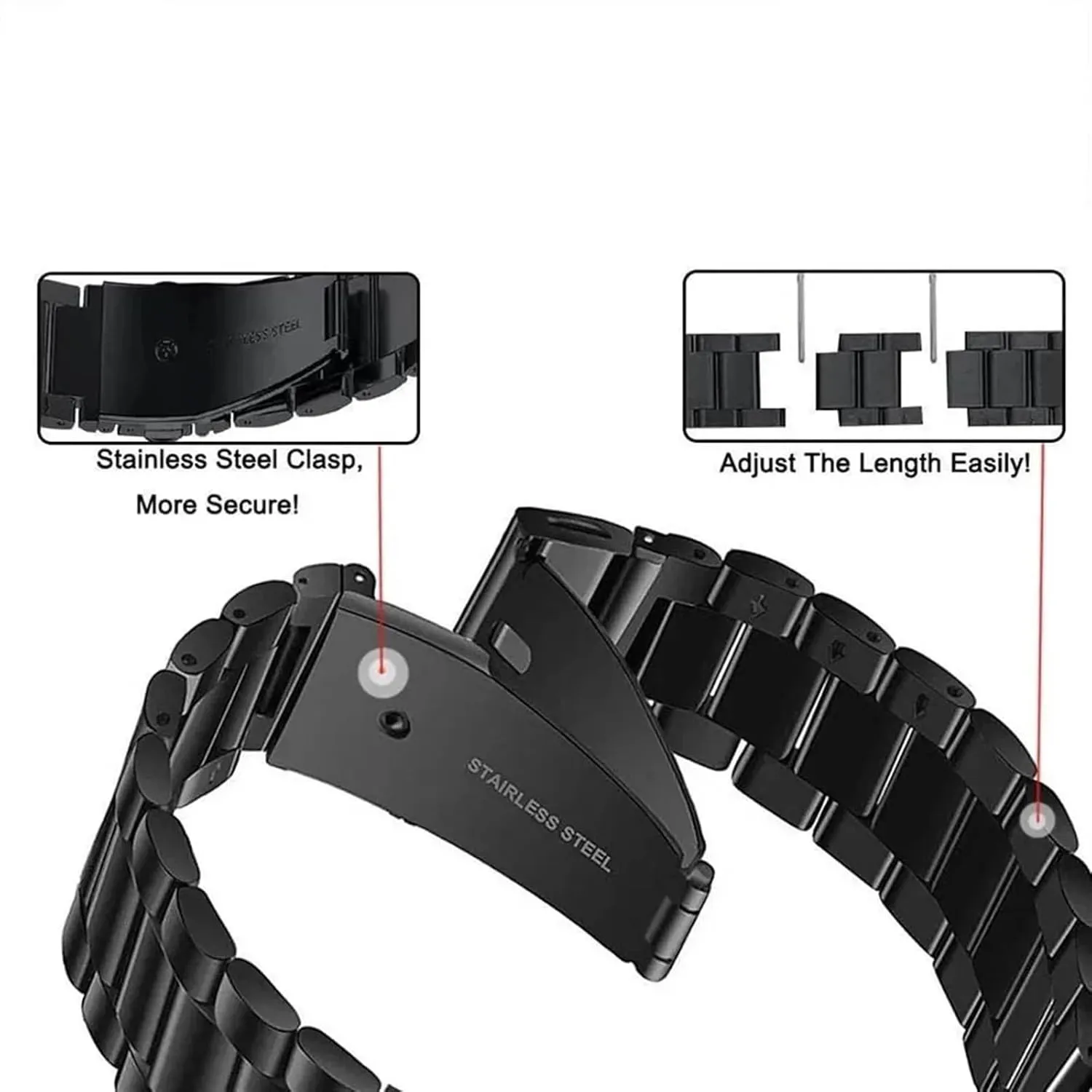 Stainless Steel Watch Strap 20mm 22mm 26mm Men Miss Universal Quick Detachable Watchband