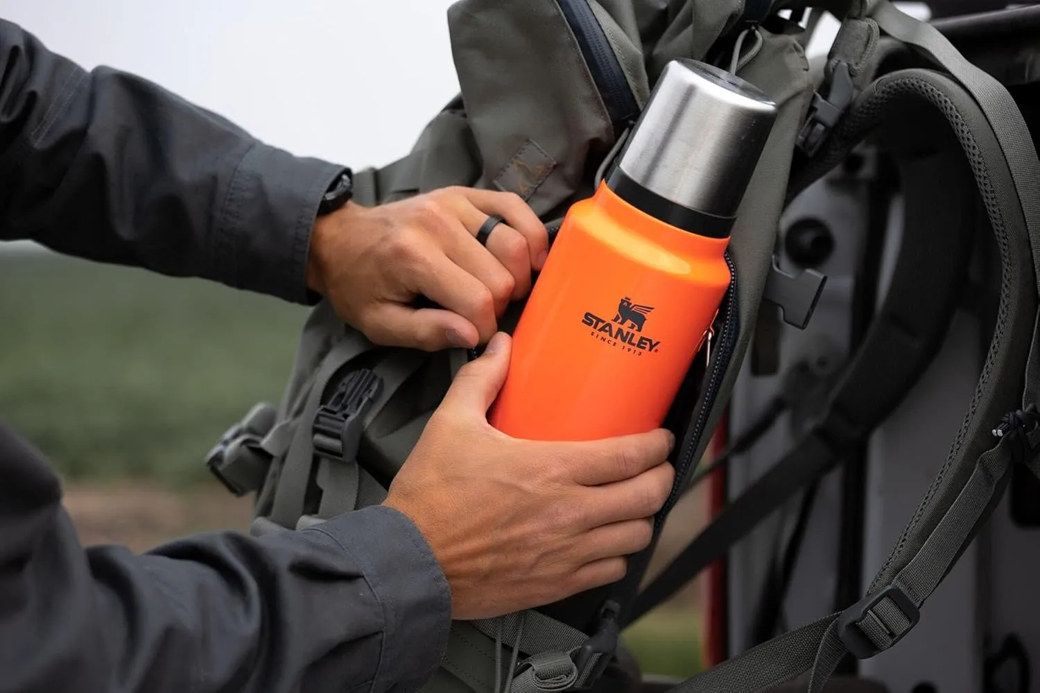 Stanley Classic Legendary Vacuum Bottle 1.5 qt | Wide Mouth with Leakproof Cup Lid | Keep Drinks Hot or Cold | Packable for Travel | Insulated Stainless Steel Thermos | BPA-Free | Blaze Orange