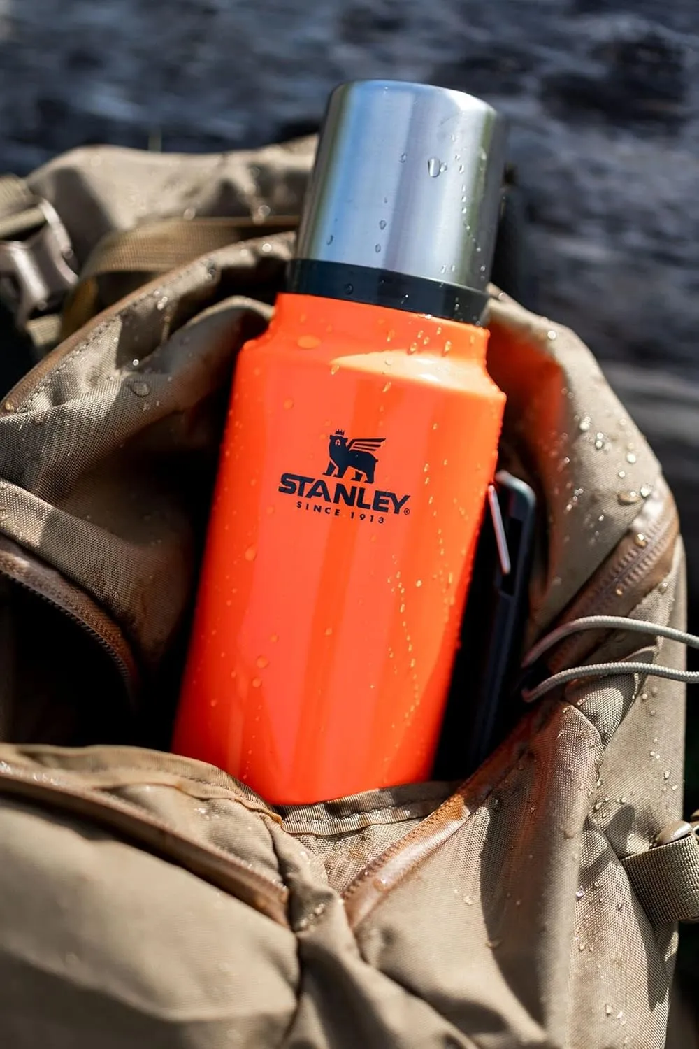 Stanley Classic Legendary Vacuum Bottle 1.5 qt | Wide Mouth with Leakproof Cup Lid | Keep Drinks Hot or Cold | Packable for Travel | Insulated Stainless Steel Thermos | BPA-Free | Blaze Orange