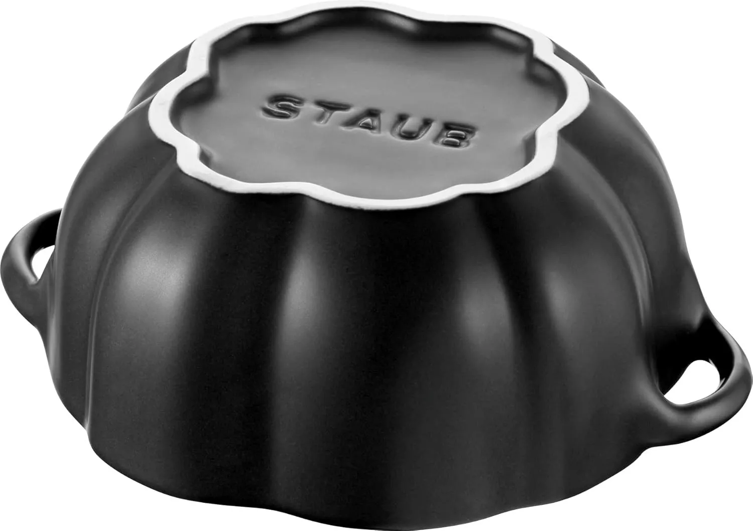 STAUB 0.5-qt Petite Ceramic Pumpkin, Oven & Stove Safe up to 572°F, Baking Dish, Candy Dish, Matte Black