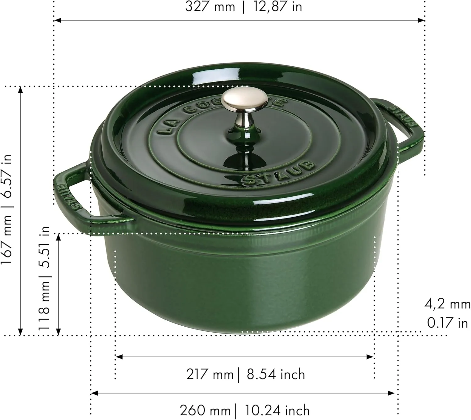 Staub 5.5 Quart Round Cocotte, Basil