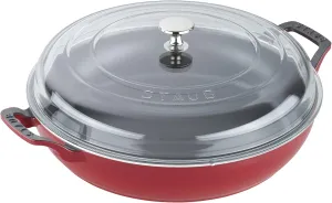 STAUB Braiser with Glass Lid, 3.5-Qt, Cherry