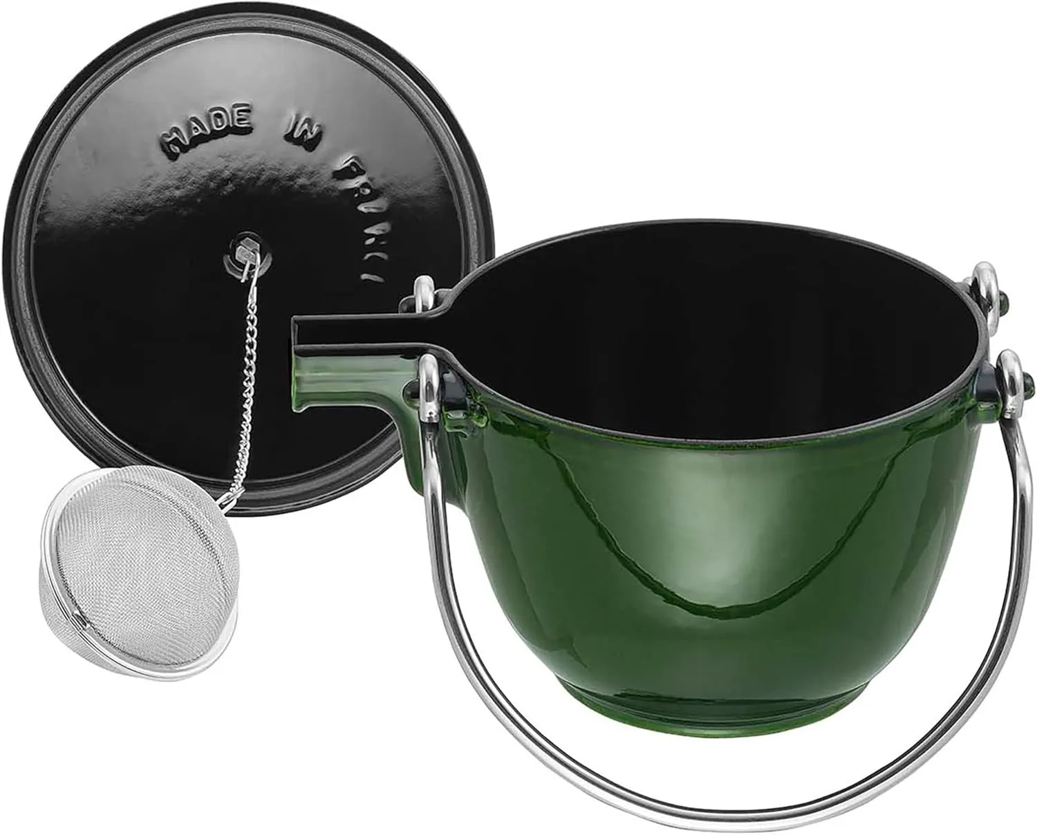 Staub Cast Iron 1-qt Round Tea Kettle - Basil, Made in France