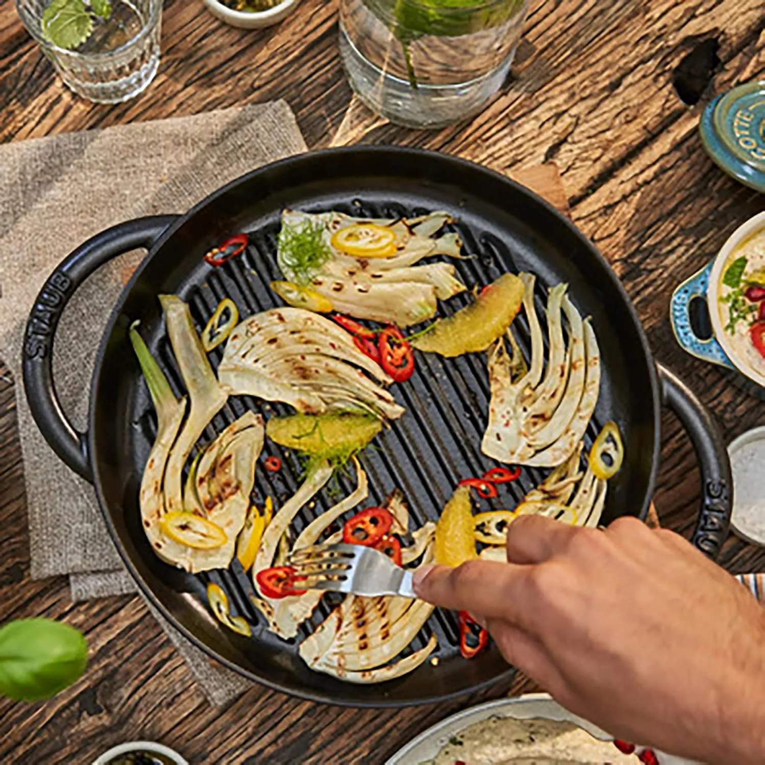 Staub Cast Iron 10-inch Pure Grill - Black Matte, Made in France