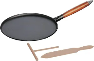 Staub Cast Iron 11-inch Crepe Pan with Spreader & Spatula - Matte Black, Made in France