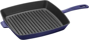 Staub Cast Iron 12-inch Square Grill Pan - Dark Blue, Made in France