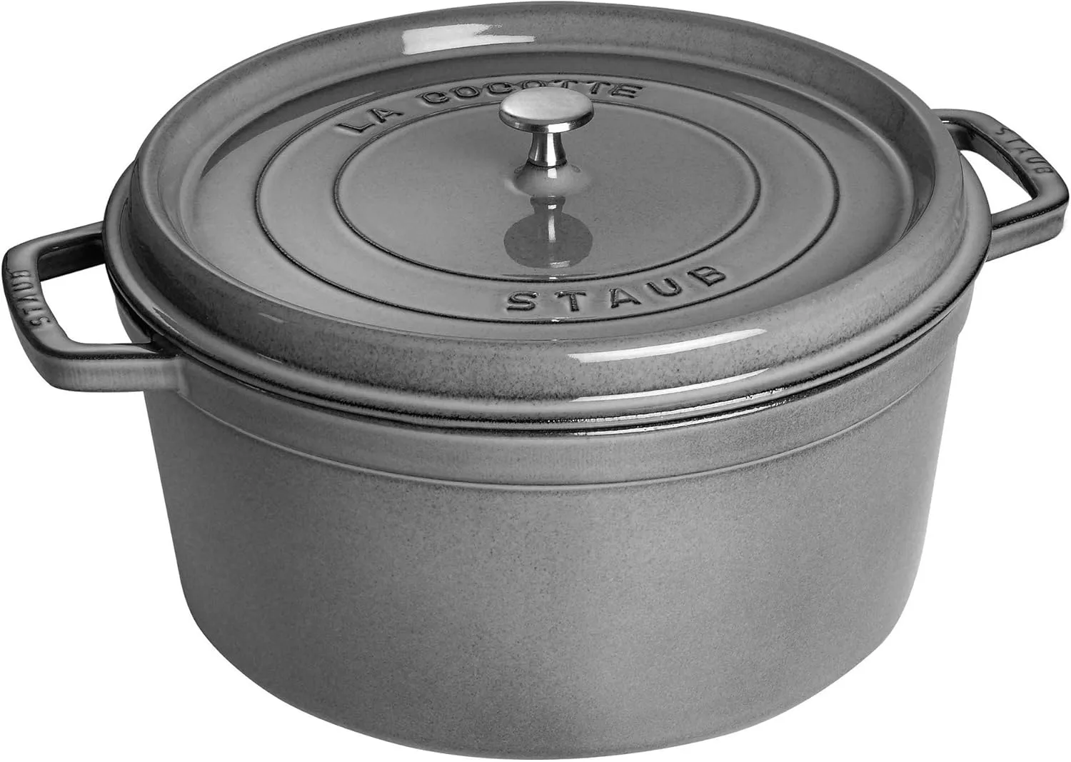 Staub Cast Iron 13.25-qt Round Cocotte - Graphite Grey, Made in France