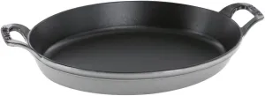 Staub Cast Iron 14.5-inch X 11.2-inch Oval Baking Dish - Graphite Grey, Made in France