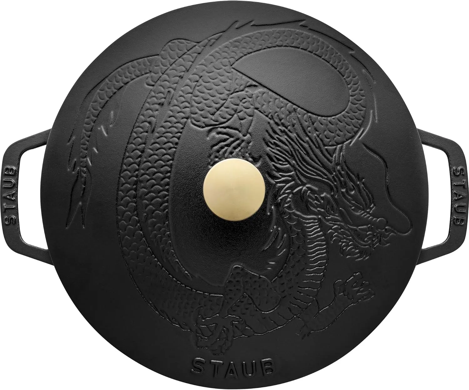 Staub Cast Iron 3.75-qt Essential French Oven with Dragon Lid - Matte Black