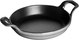 Staub Cast Iron 4.5-inch Mini Round Gratin Baking Dish - Graphite Grey, Made in France