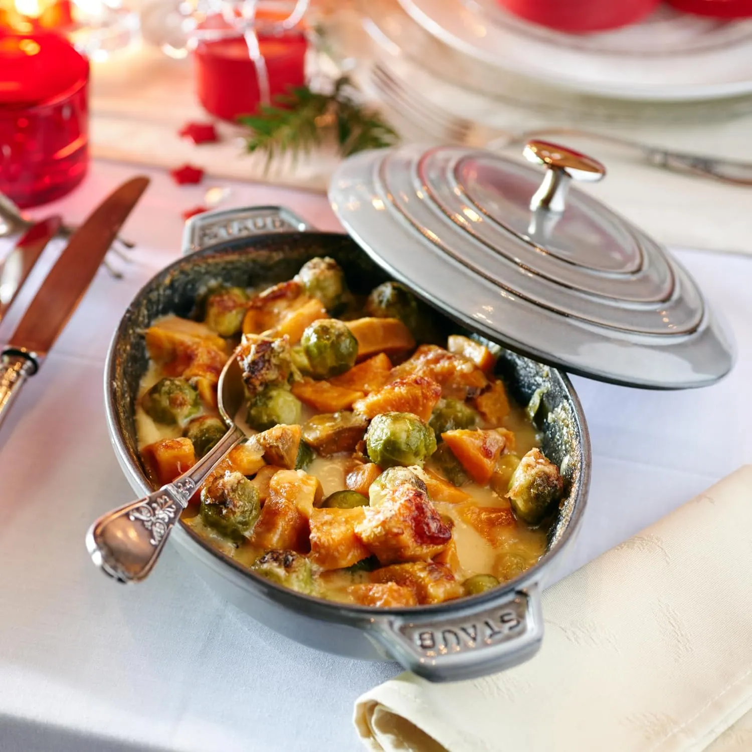 Staub Cast Iron 9-inch x 6.6-inch Oval Covered Baking Dish - Graphite Grey, Made in France