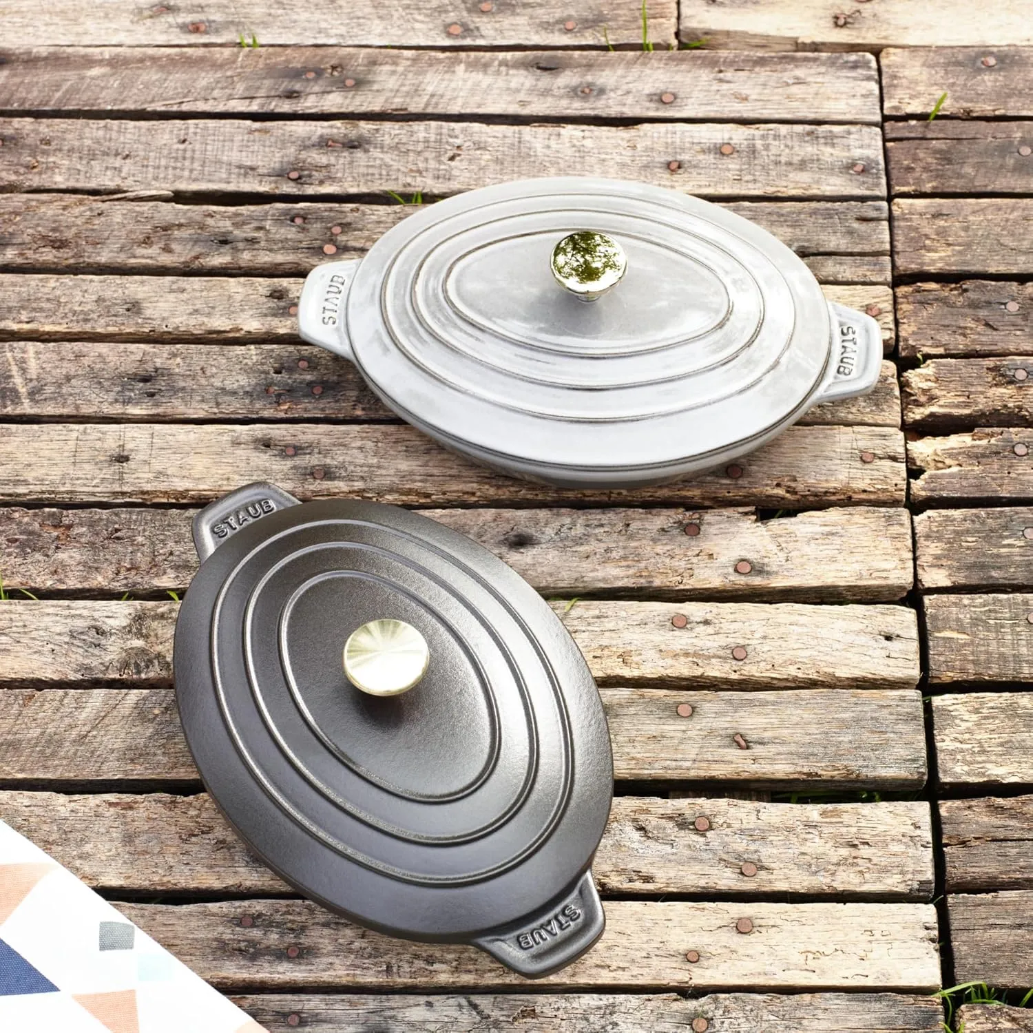 Staub Cast Iron 9-inch x 6.6-inch Oval Covered Baking Dish - Graphite Grey, Made in France