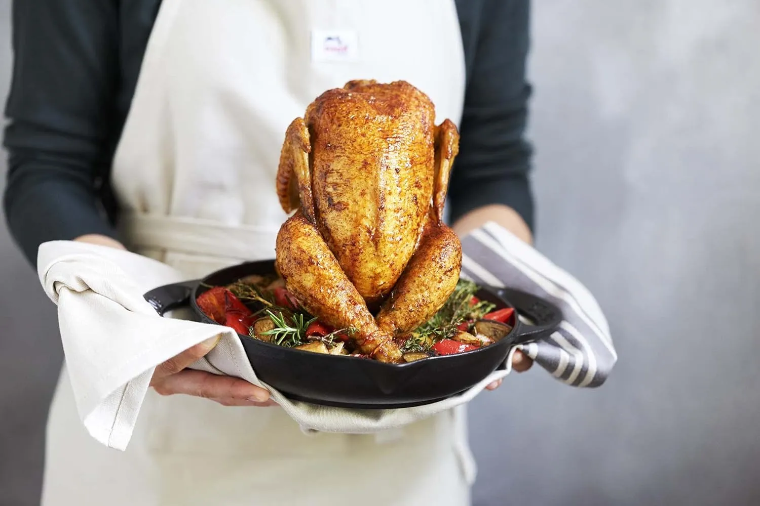Staub Cast Iron 9.5-inch Vertical Chicken Roaster - Matte Black, Made in France