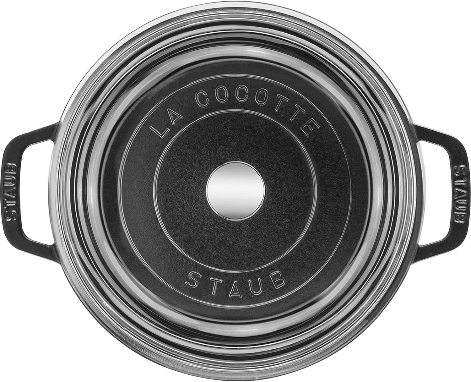 STAUB Cast Iron Dutch Oven 4-qt Round Cocotte with Glass Lid, Made in France, Serves 3-4, Black