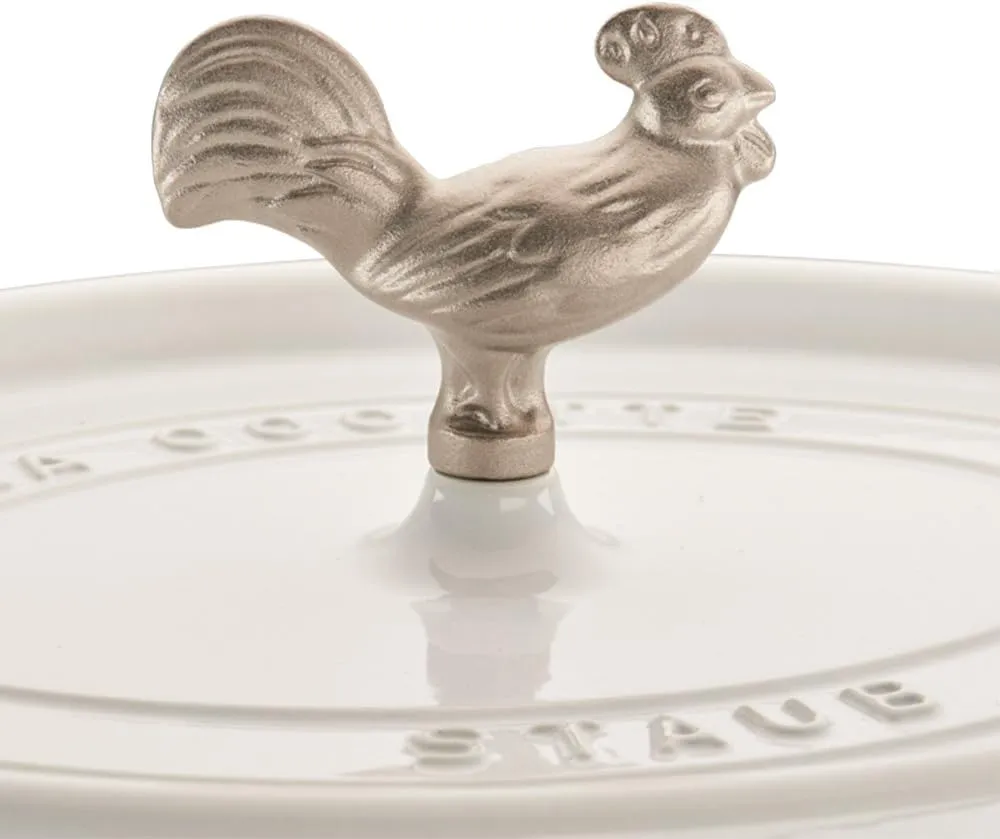 STAUB Cast Iron Dutch Oven 5.75-qt Coq au Vin Cocotte, Made in France, Serves 5-6, White