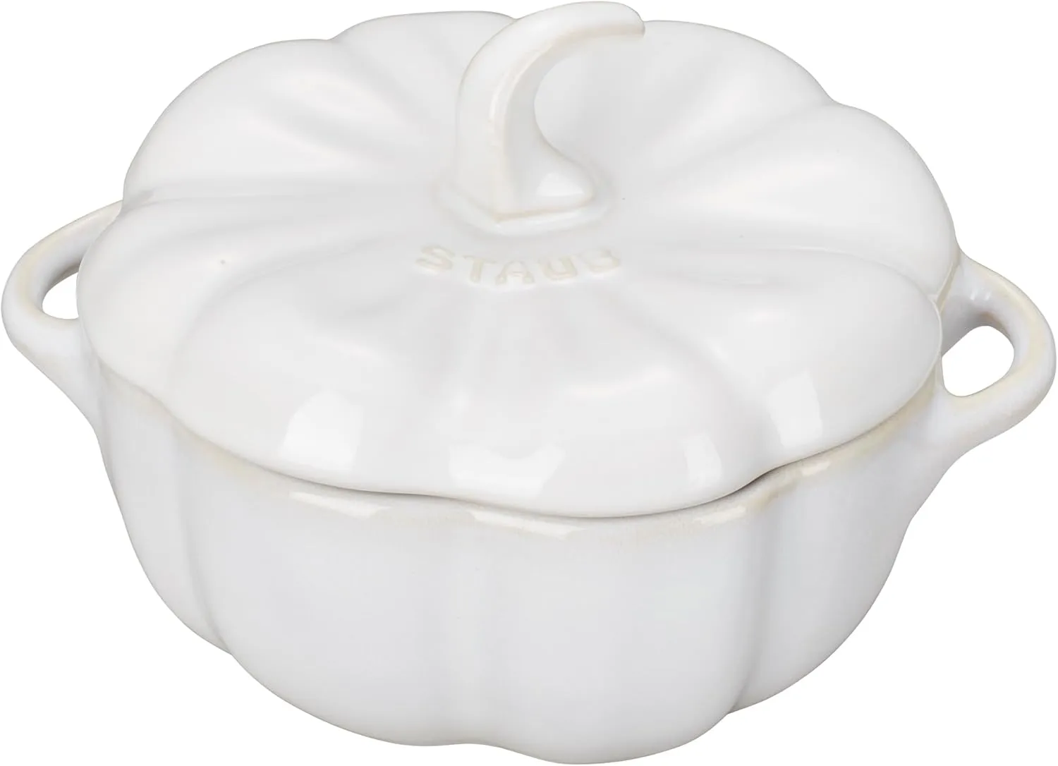 Staub Ceramic 2-pc 16-oz Petite Pumpkin Cocotte Set - Rustic Ivory