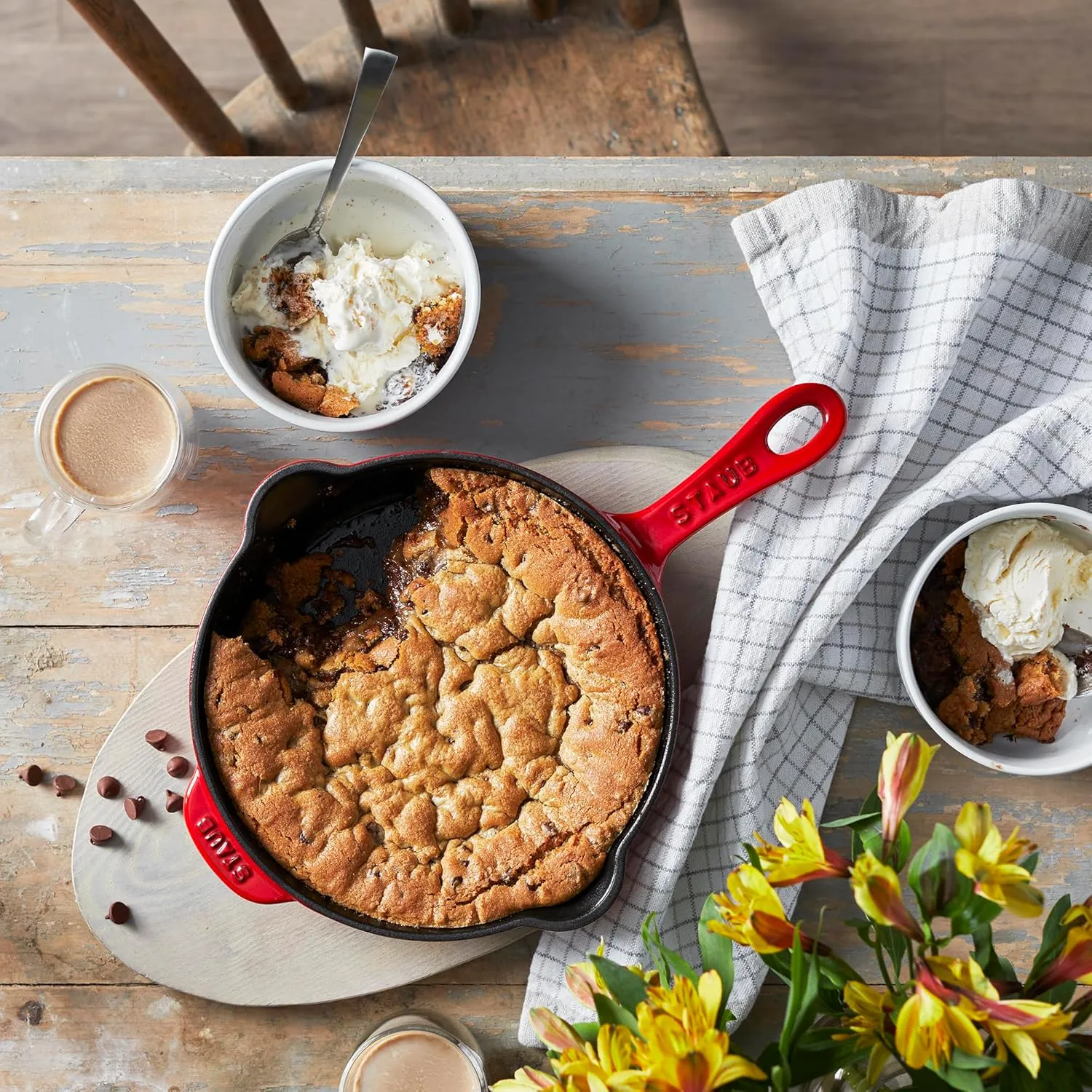 STAUB Fry Pans Cast Iron 8.5-inch Traditional Deep Skillet-Cherry