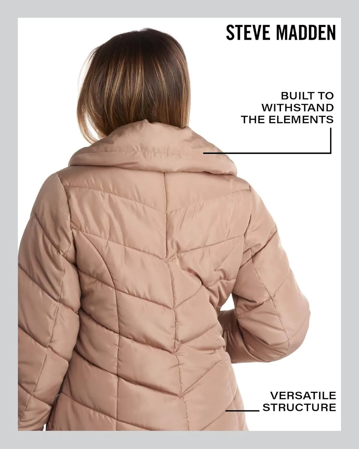 Steve Madden Women's Insulated Quilted Puffer Parka Winter Coat with Hood (S-XL)