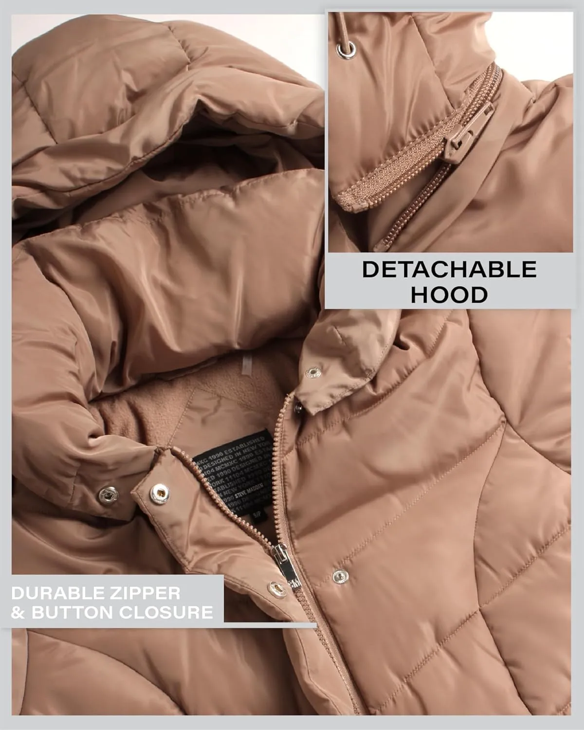 Steve Madden Women's Insulated Quilted Puffer Parka Winter Coat with Hood (S-XL)