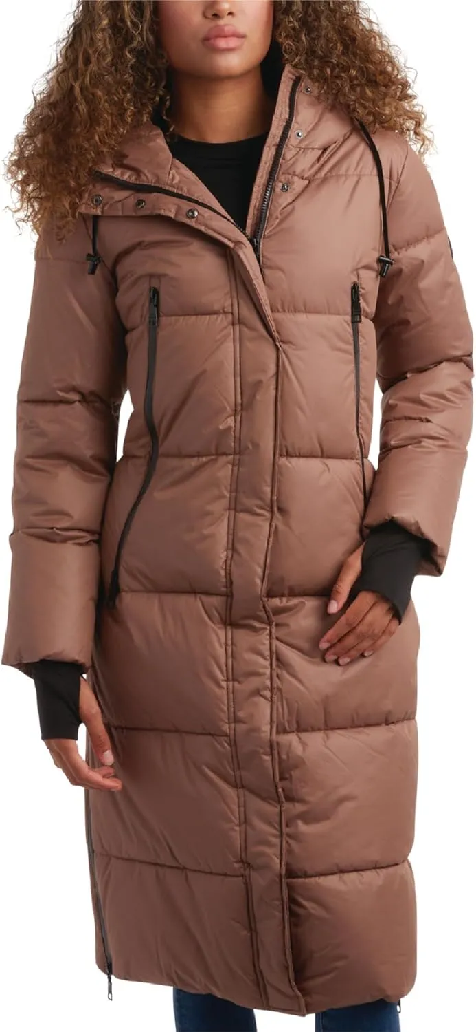 Steve Madden Women's Maxi Puffer Jacket - Heavyweight Insulated Long Winter Coat with Hood and Weatherproof Zippers (S-XL)