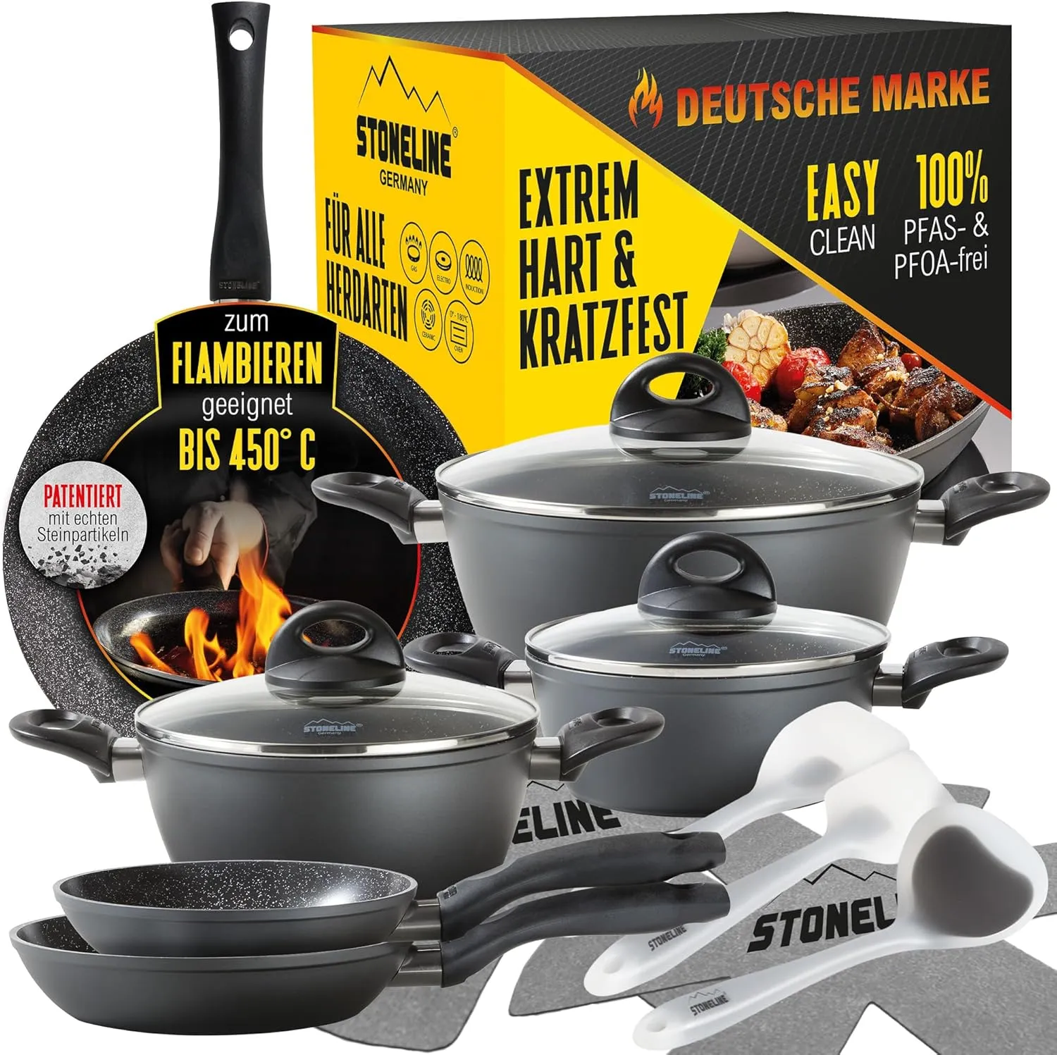 STONEDINE® Ceramic Cookware Set, 14 Pieces.