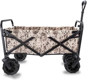 Storage Trolleys Folding Garden Trolley Cart Heavy Duty Wagon Multi-Function Shopping Cart for Outdoor Camping Beach Supermarket with 4 Wheels, Load：90Kg (A)