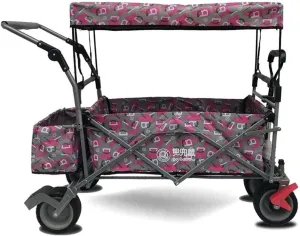 Storage Trolleys Folding Garden Trolley Cart Heavy Duty Wagon with Canopy Multi-Function Shopping Cart for Outdoor Camping Beach Pull Truck with 4 Wheels, Load：150Kg (B)