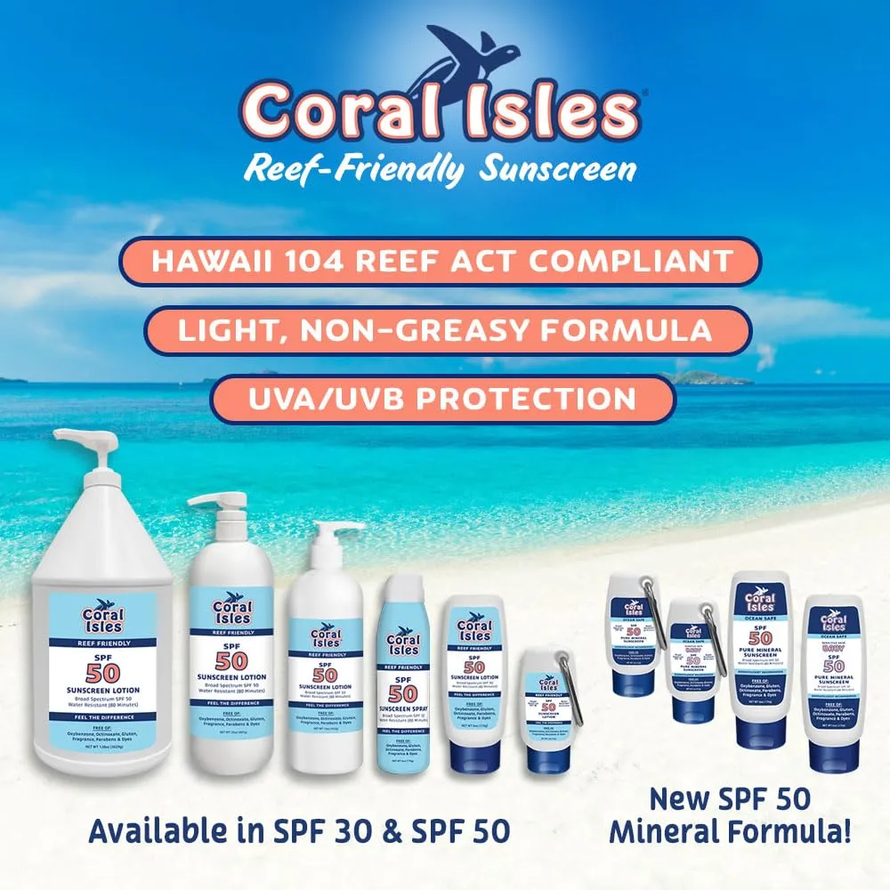 Sunscreen SPF 30 | Hawaii Compliant as Reef Safe | Octinoxate & Oxybenzone Free | Broad Spectrum UVA/UVB Protection | Water Resistant 80 Min. | Fragrance Free | 2 Fl Oz (Pack of 2))