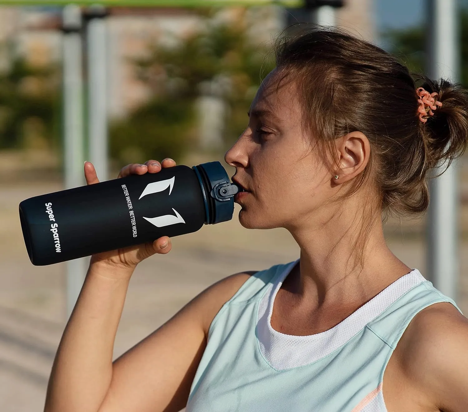 Super Sparrow Water Bottle - 12 oz/17 oz/25 oz/32 oz - BPA Free Tritan Water Bottles - One Touch Opening - Leak-proof Plastic Bottle - Kids Water Bottle for Office, Gym, Outdoor, Sports