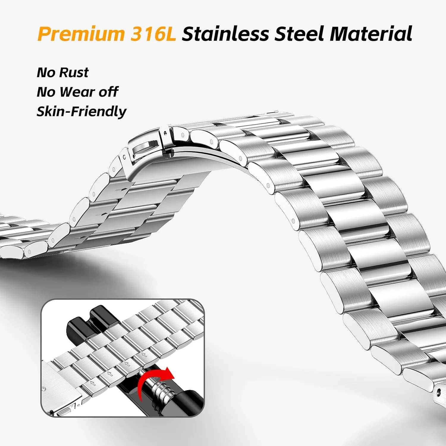 SUPLINK Stainless Steel Case and Band Compatible with Samsung Galaxy Watch Ultra Bands Men, Rugged Protective Case Bumper Metal Bands for Samsung Watch Ultra Band 47mm, Silver