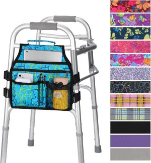 supregear Side Walker Bag, Walker Accessories Bag w/Cup Holder, Folding Walker Basket Waterproof Walker Organizer Caddy Pouch for Most Walker with Side Bar for Seniors, Elderly, Double Sided