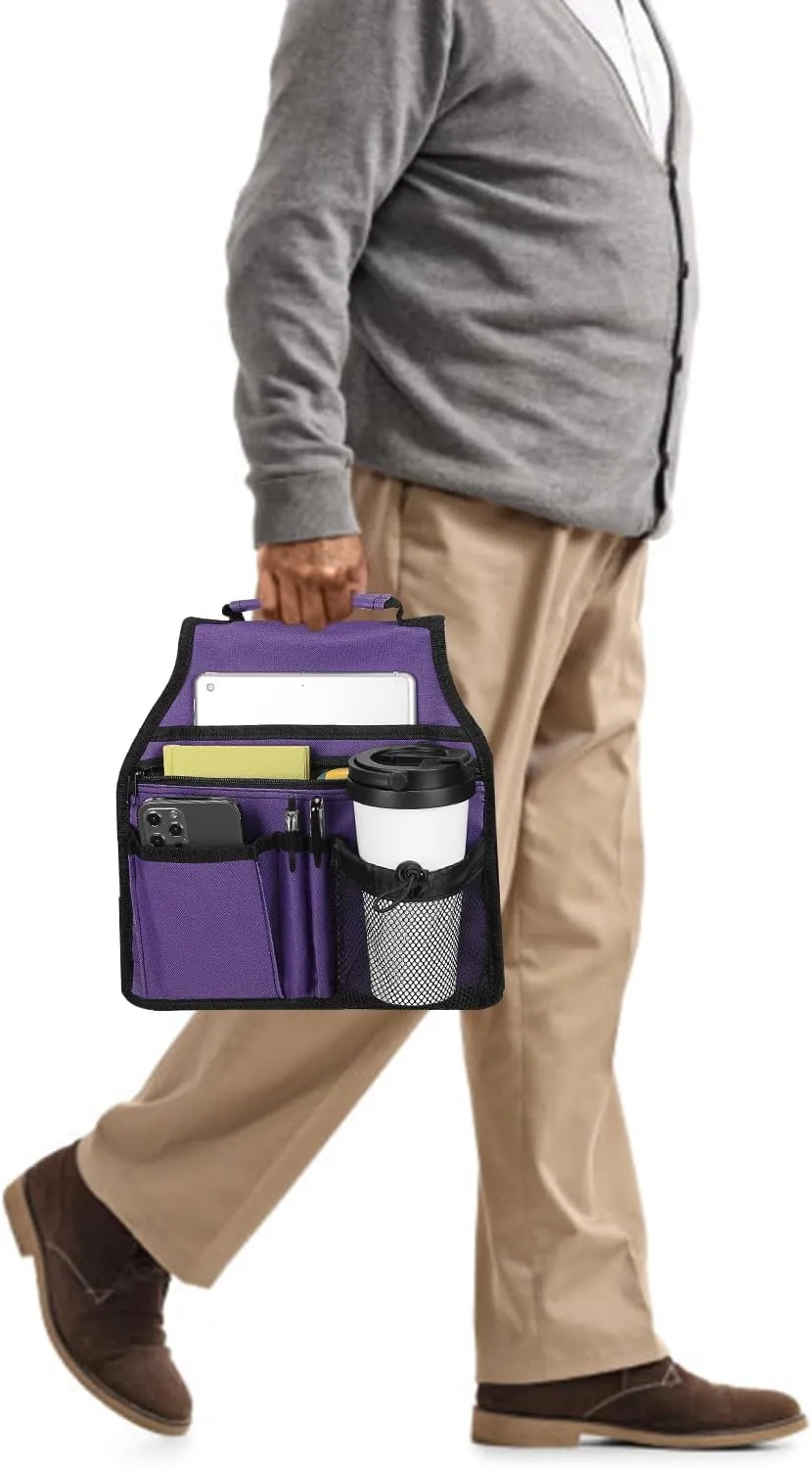 supregear Side Walker Bag, Walker Accessories Bag w/Cup Holder, Folding Walker Basket Waterproof Walker Organizer Caddy Pouch for Most Walker with Side Bar for Seniors, Elderly, Double Sided